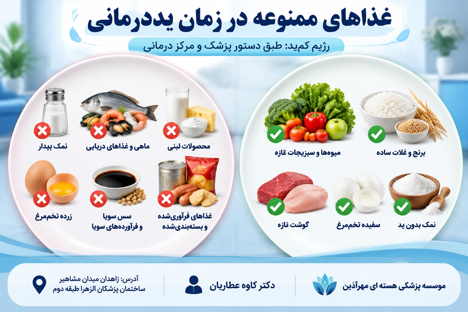 در ید درمانی چه غذاهایی رو نباید مصرف کرد؟ غذاهای ممنوعه در زمان ید درمانی
