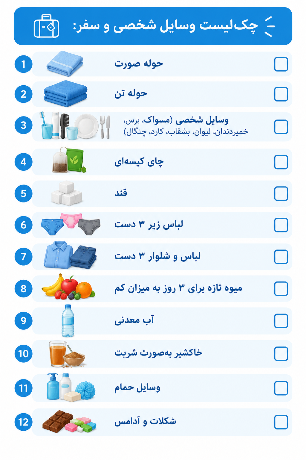 وسایل ضروری مورد نیاز بیمار بستری یددرمانی که در مدت بستری باید همراه داشته باشد
